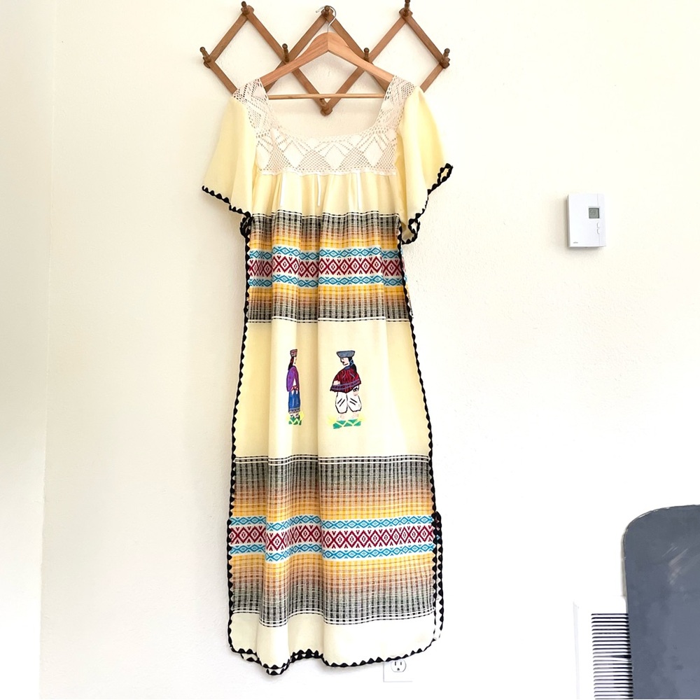 Vintage Maxi Dress South American Handmade Traditional Weave